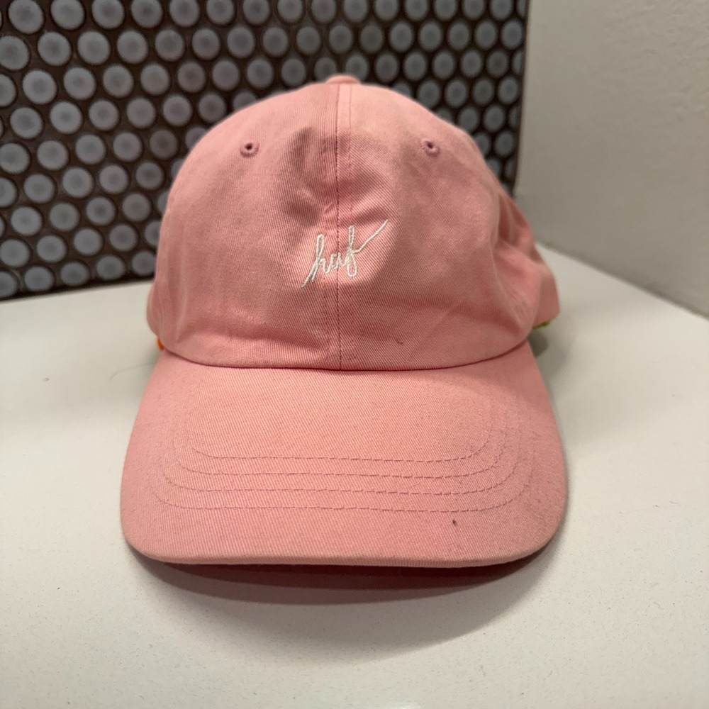 HUF Hat Cap Pink Strap Back Adjustable Unstructured OSFA Cotton Logo Spellout